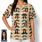 Women's Stache Celebration Custom Face Hawaiian Shirt