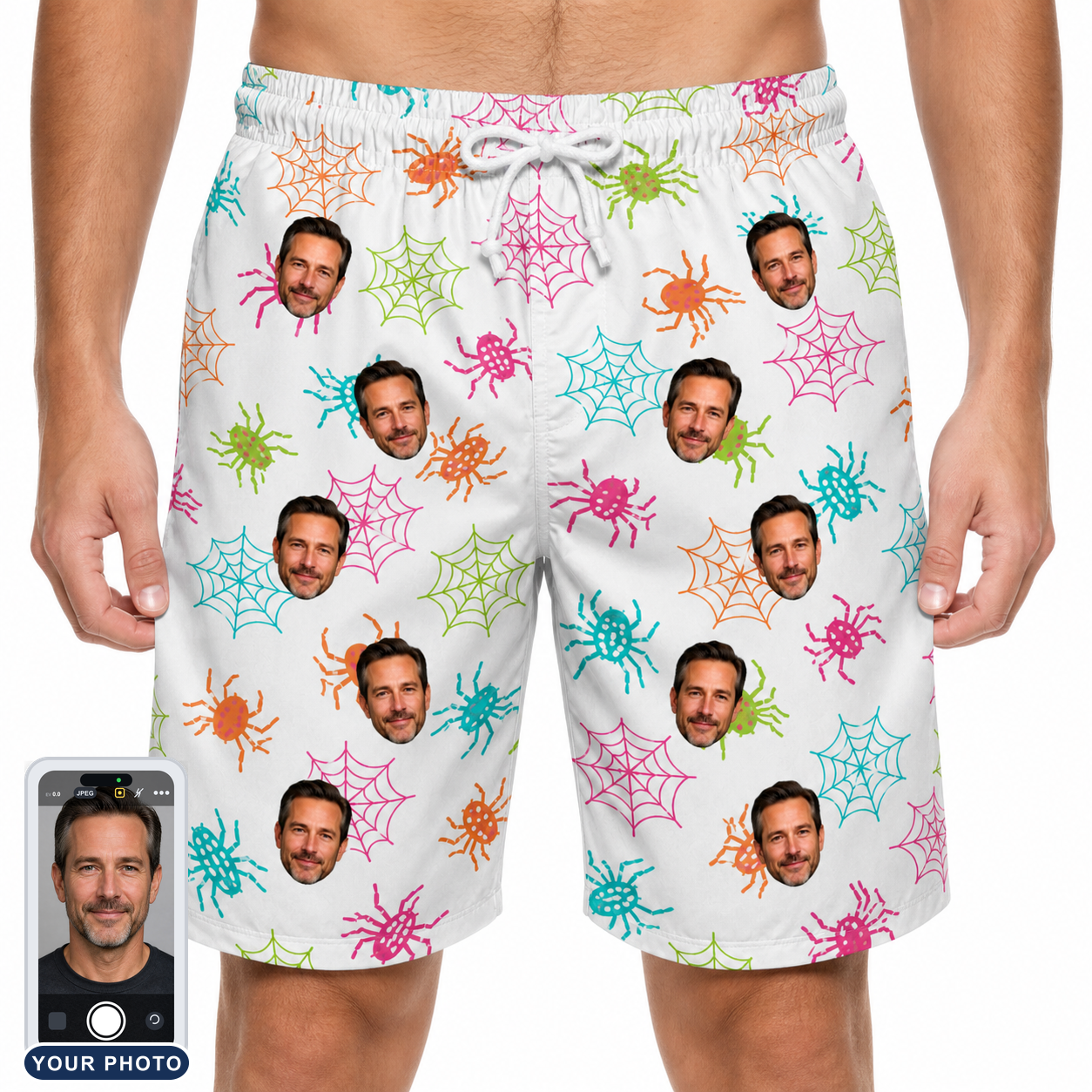 Men's Threaded Thrills Custom Face Beach Shorts