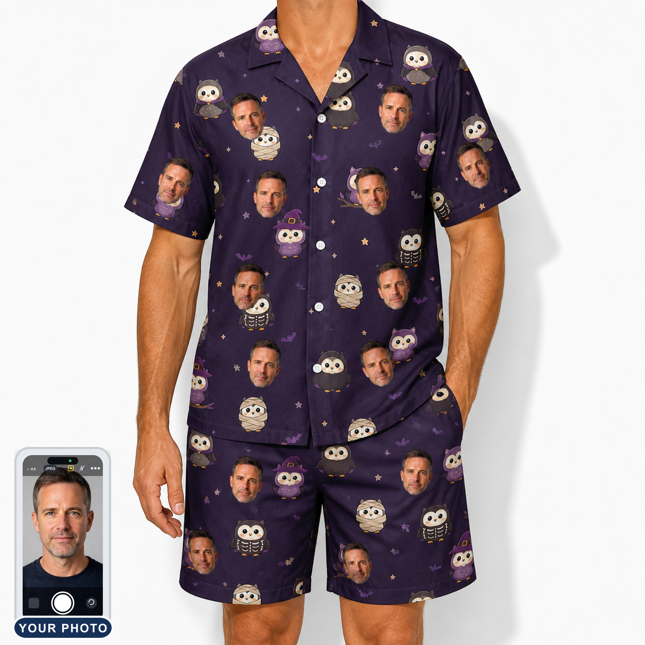 Men's Feathered Frights Custom Face Shirt & Shorts Set