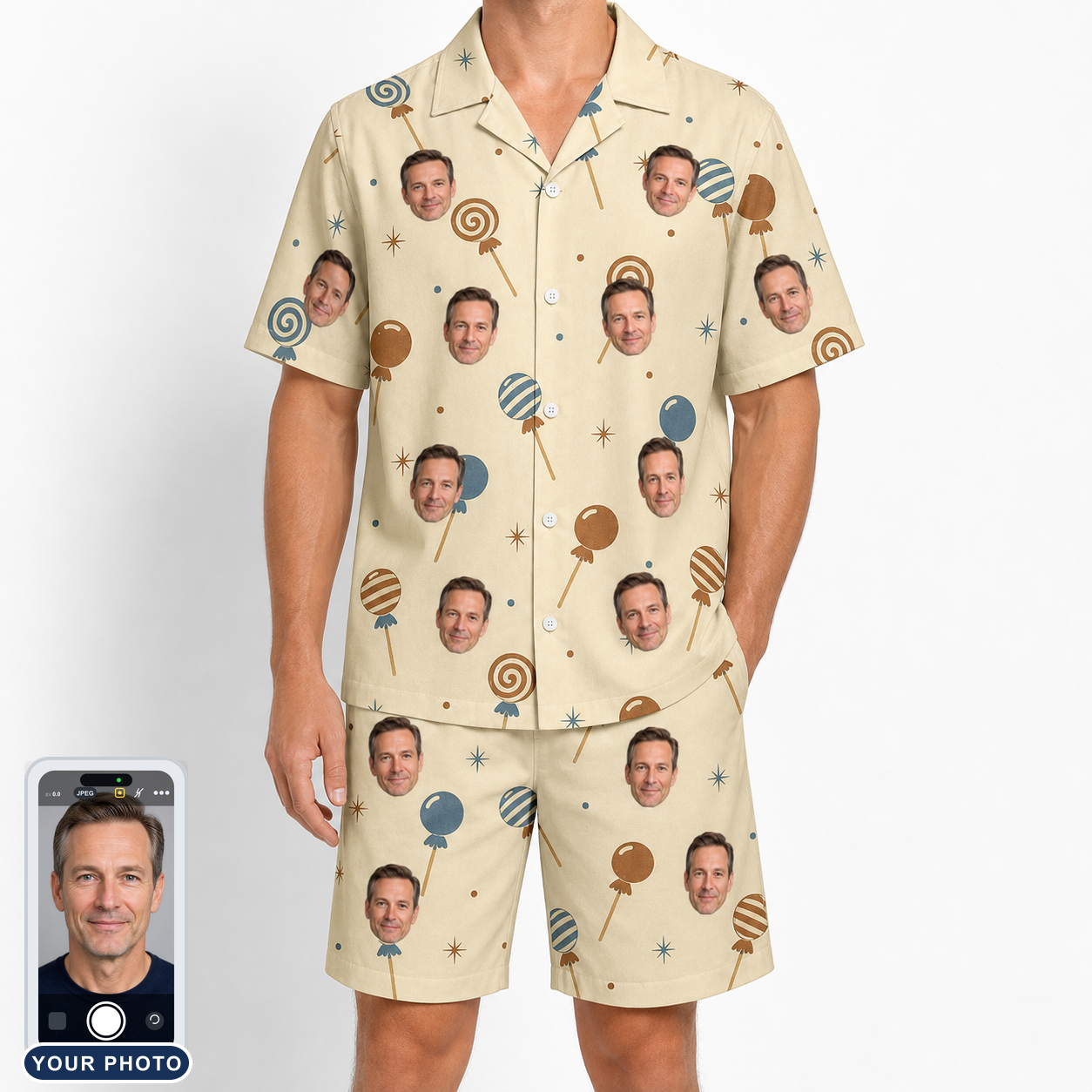 Men's Sugar Spin Custom Face Shirt & Shorts Set