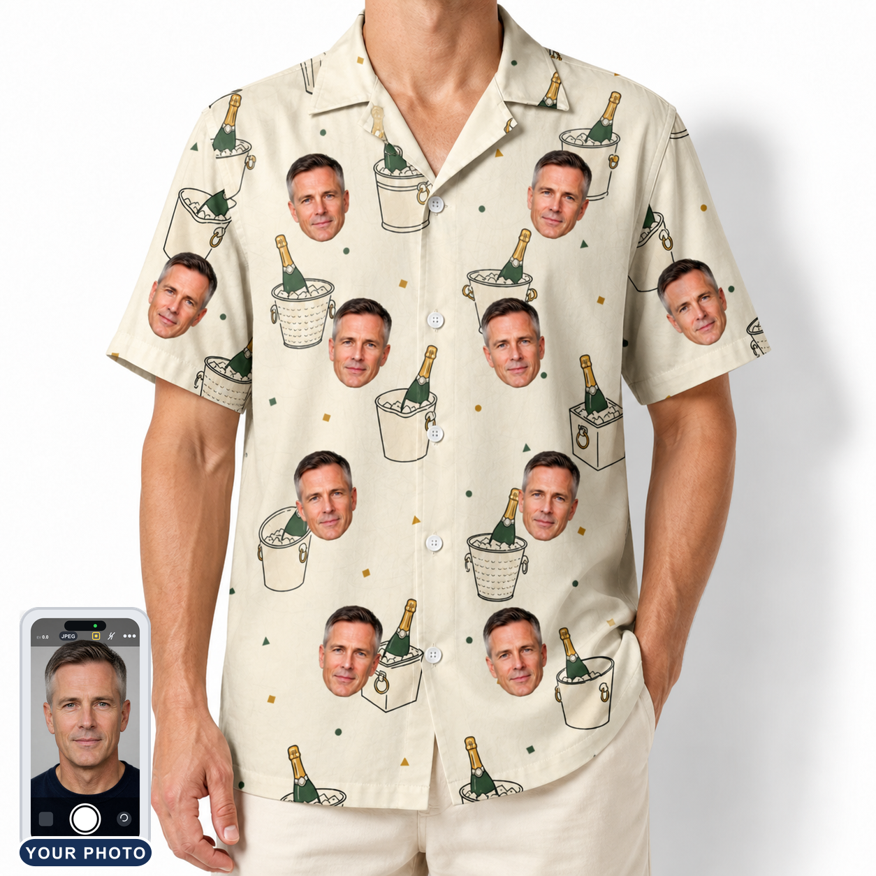 Men's Champagne Chill Custom Face Hawaiian Shirt