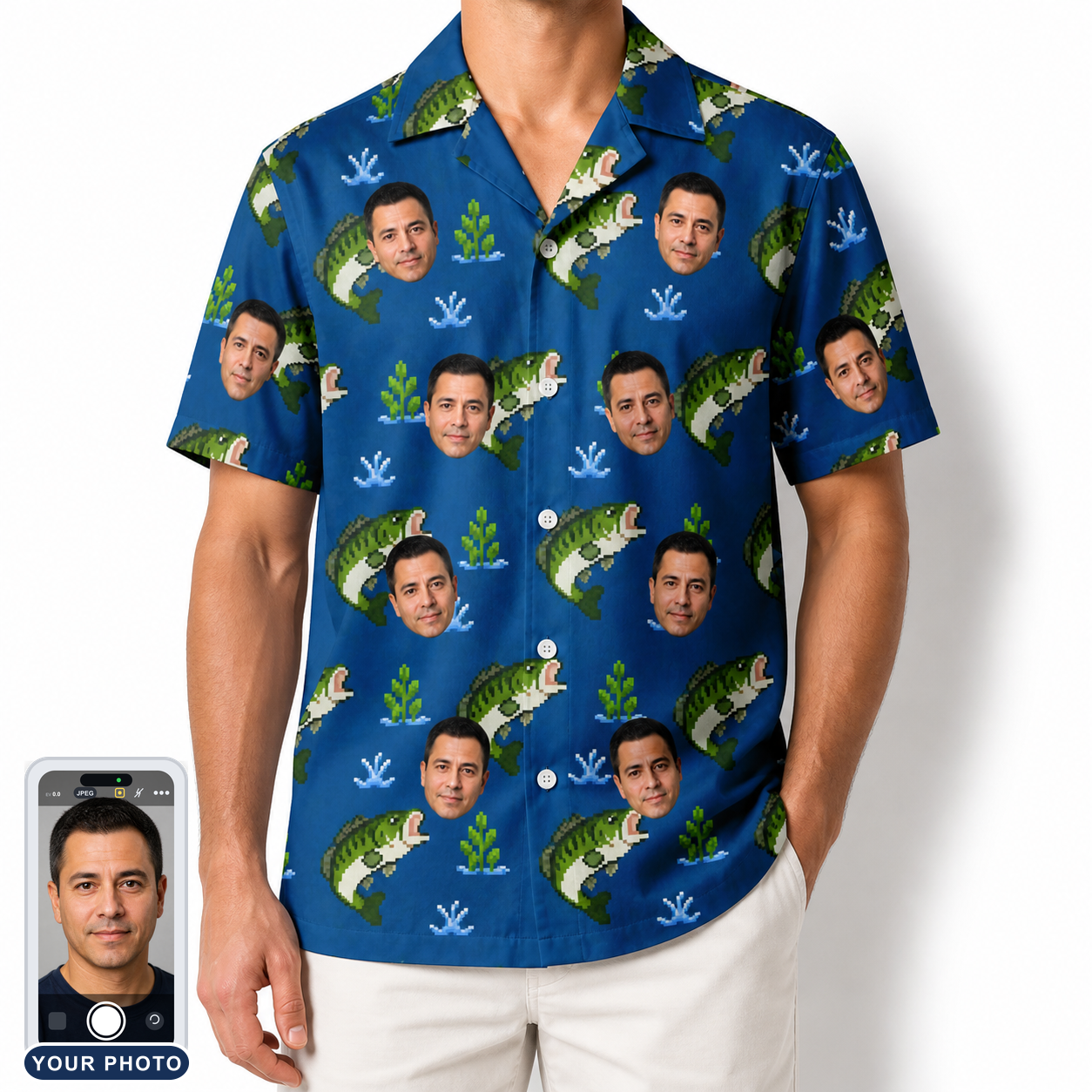 Men's Scale Mail Custom Face Hawaiian Shirt