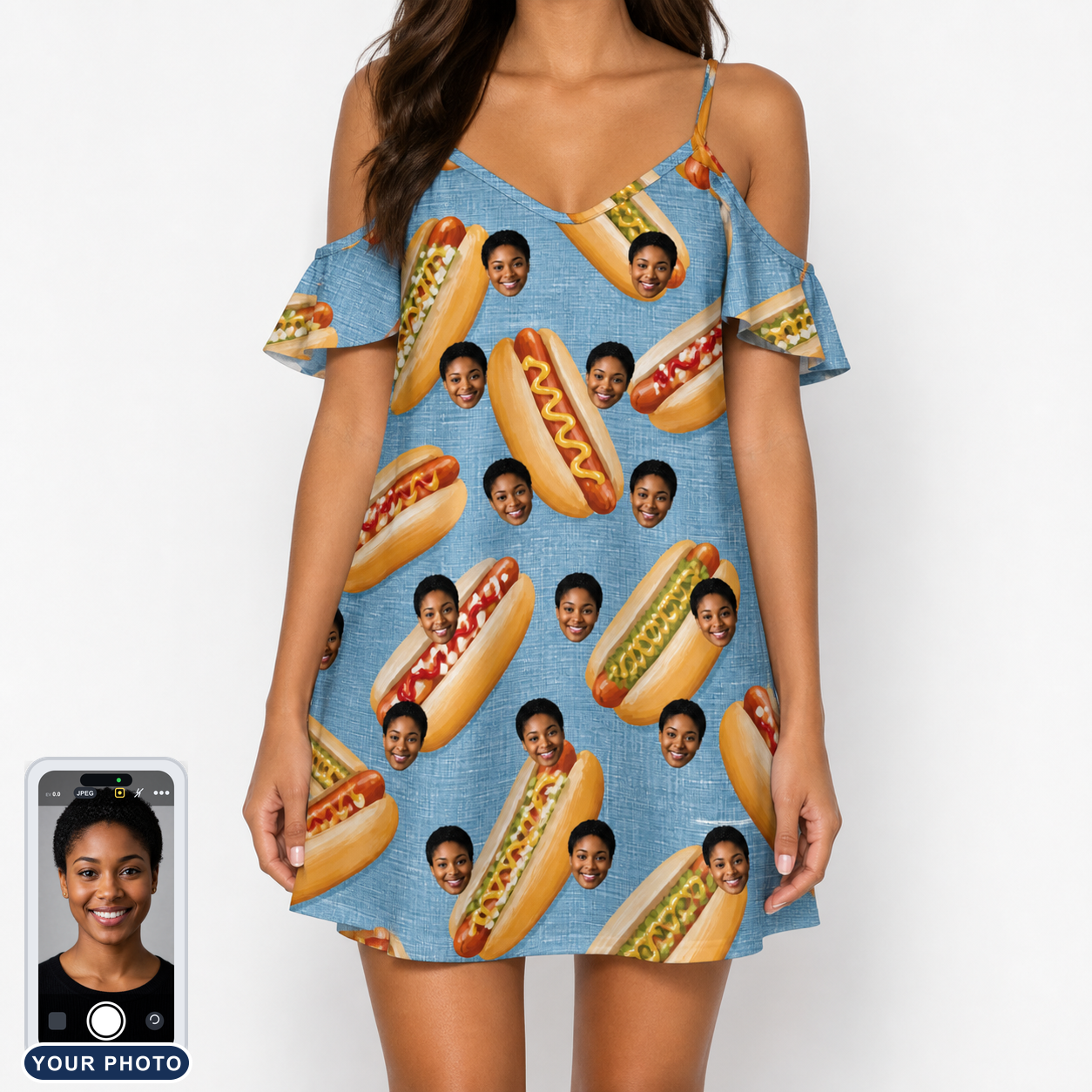 Women's Bunited States Custom Face Off-Shoulder Dress