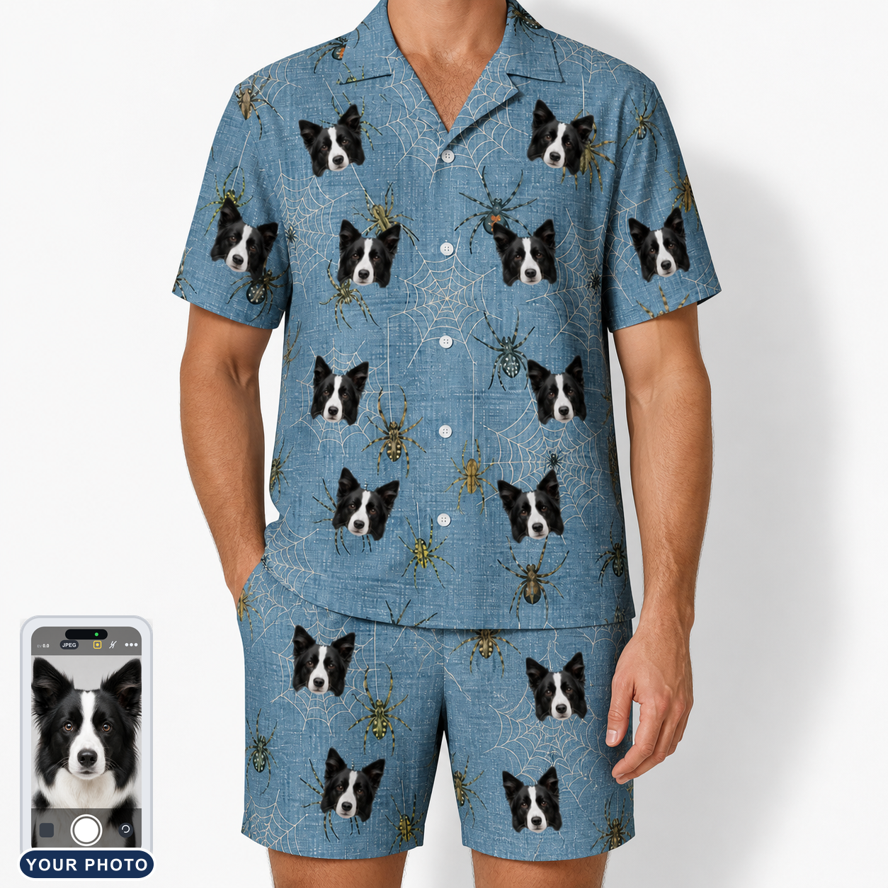 Men's Scuttle Sideshow Custom Dog Face Shirt & Shorts Set