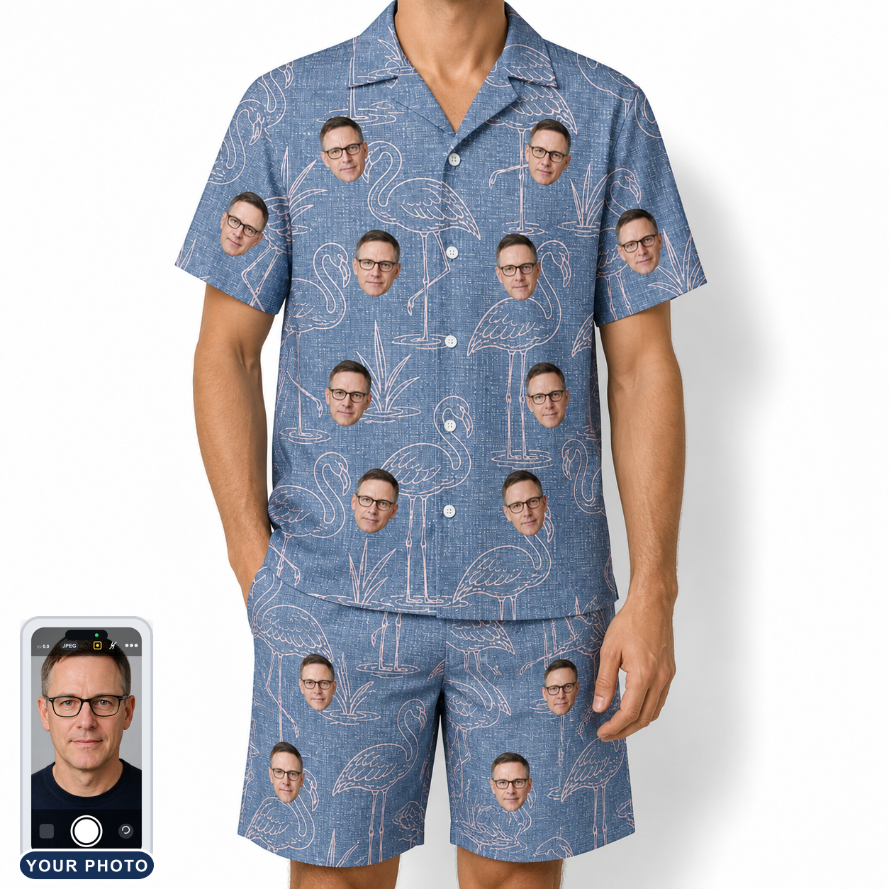 Men's Neck Appeal Custom Face Shirt & Shorts Set