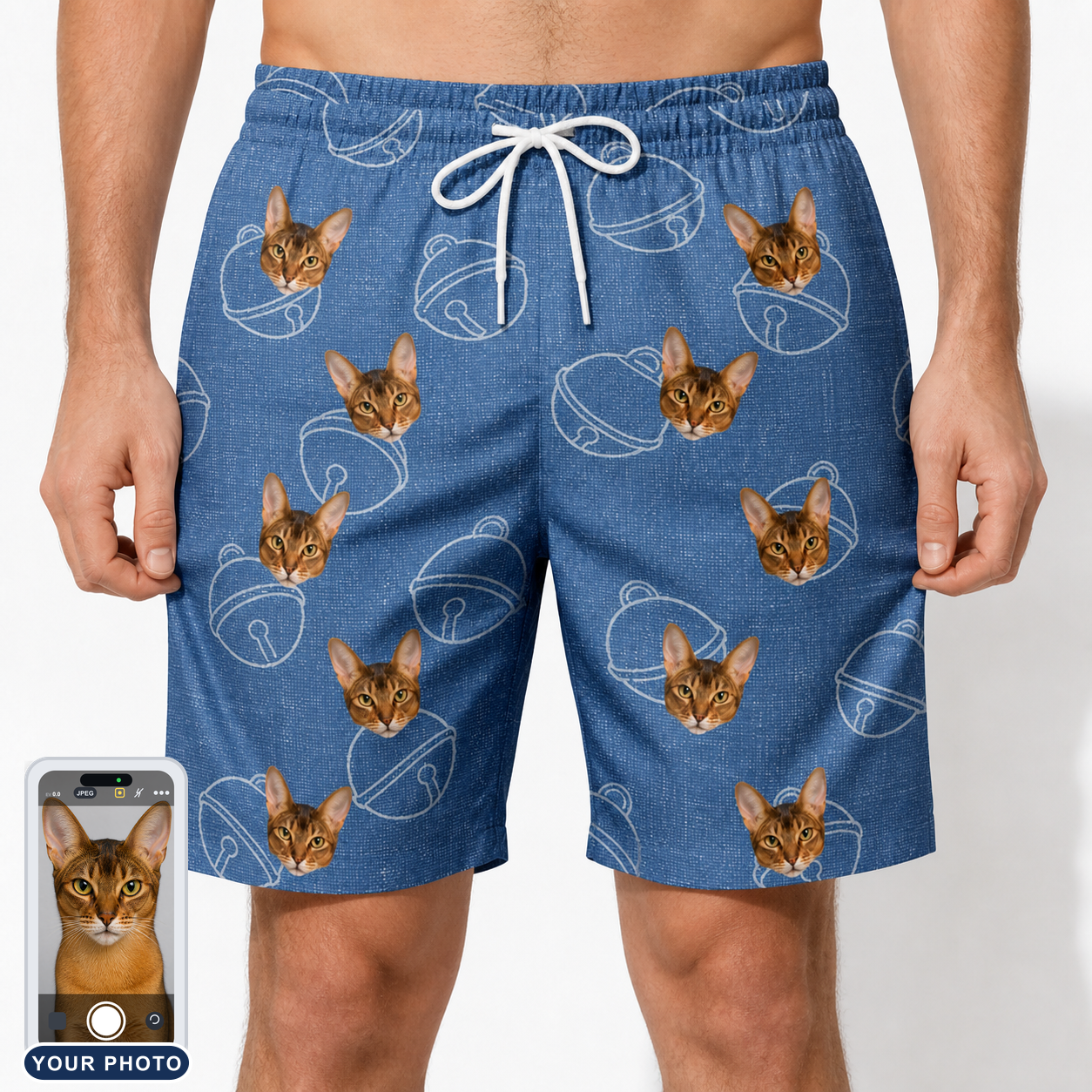 Men's Tabby Tinkles Custom Cat Face Beach Shorts