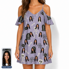 Women's Grinning Gravestones Custom Face Off-Shoulder Dress