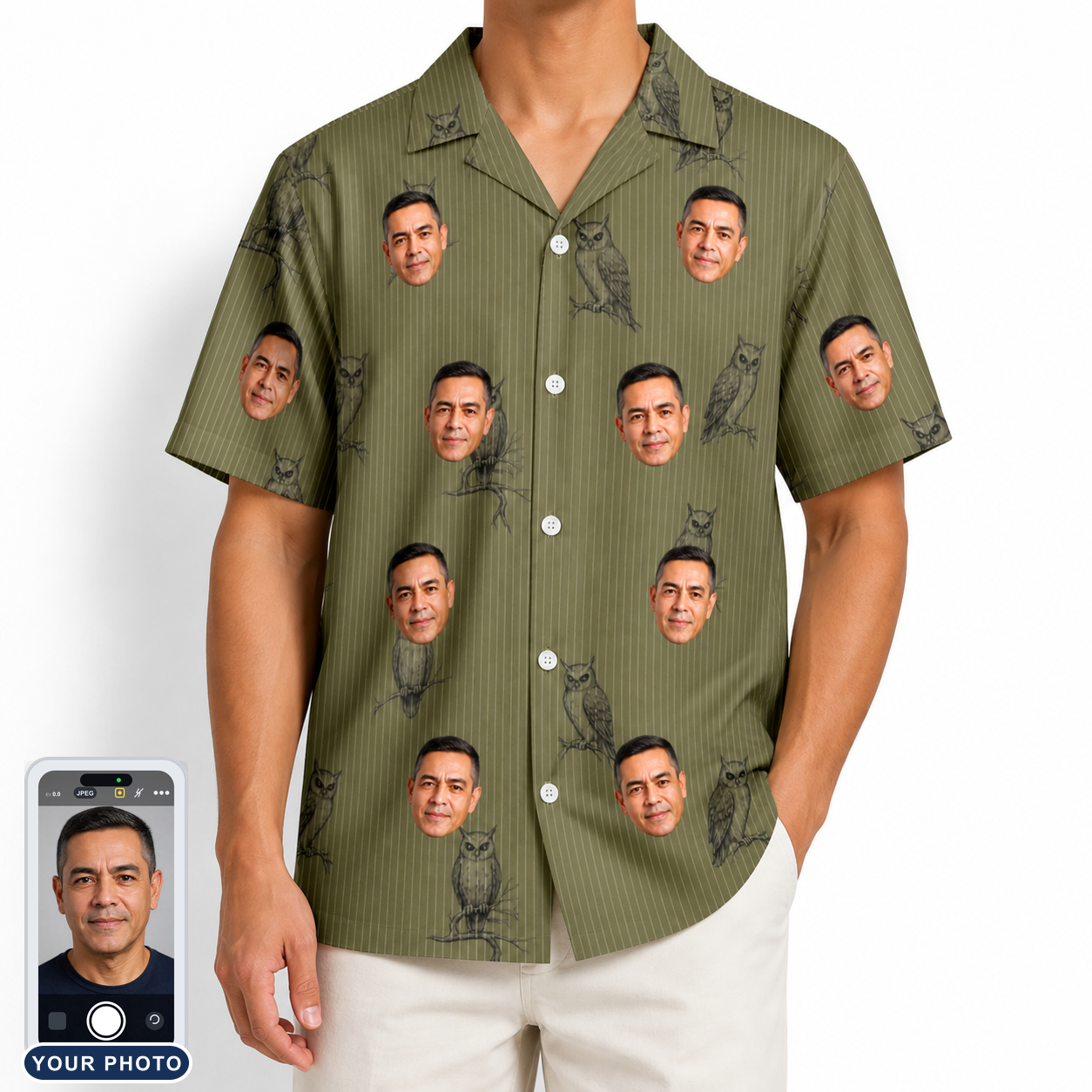 Men's Owloween Custom Face Hawaiian Shirt