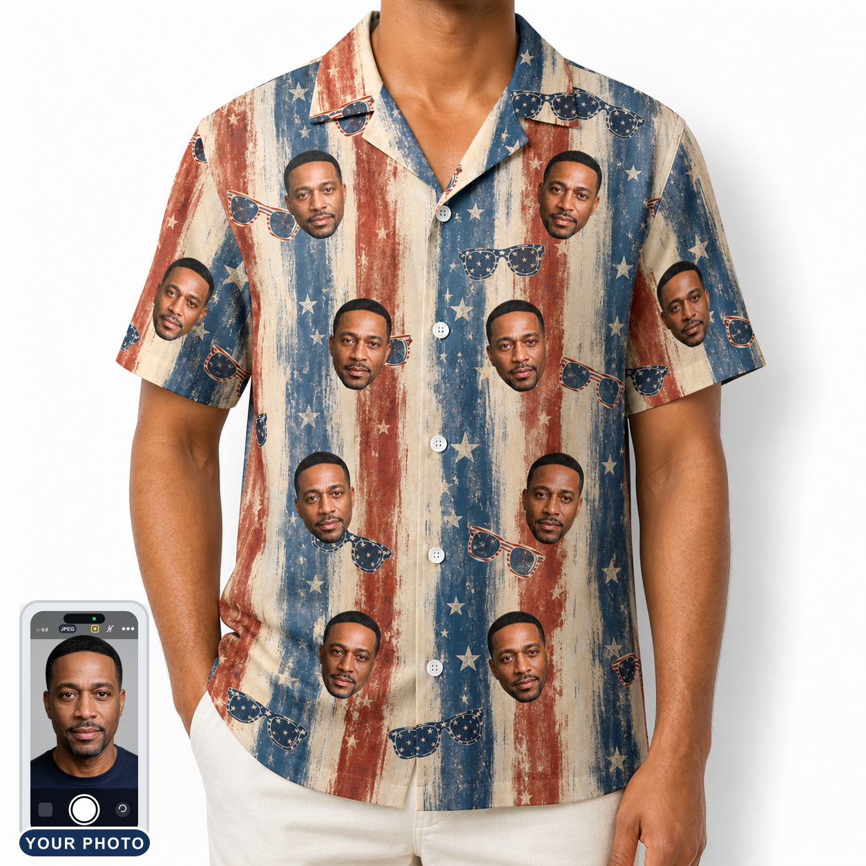 Men's Glam Goggles Custom Face Hawaiian Shirt