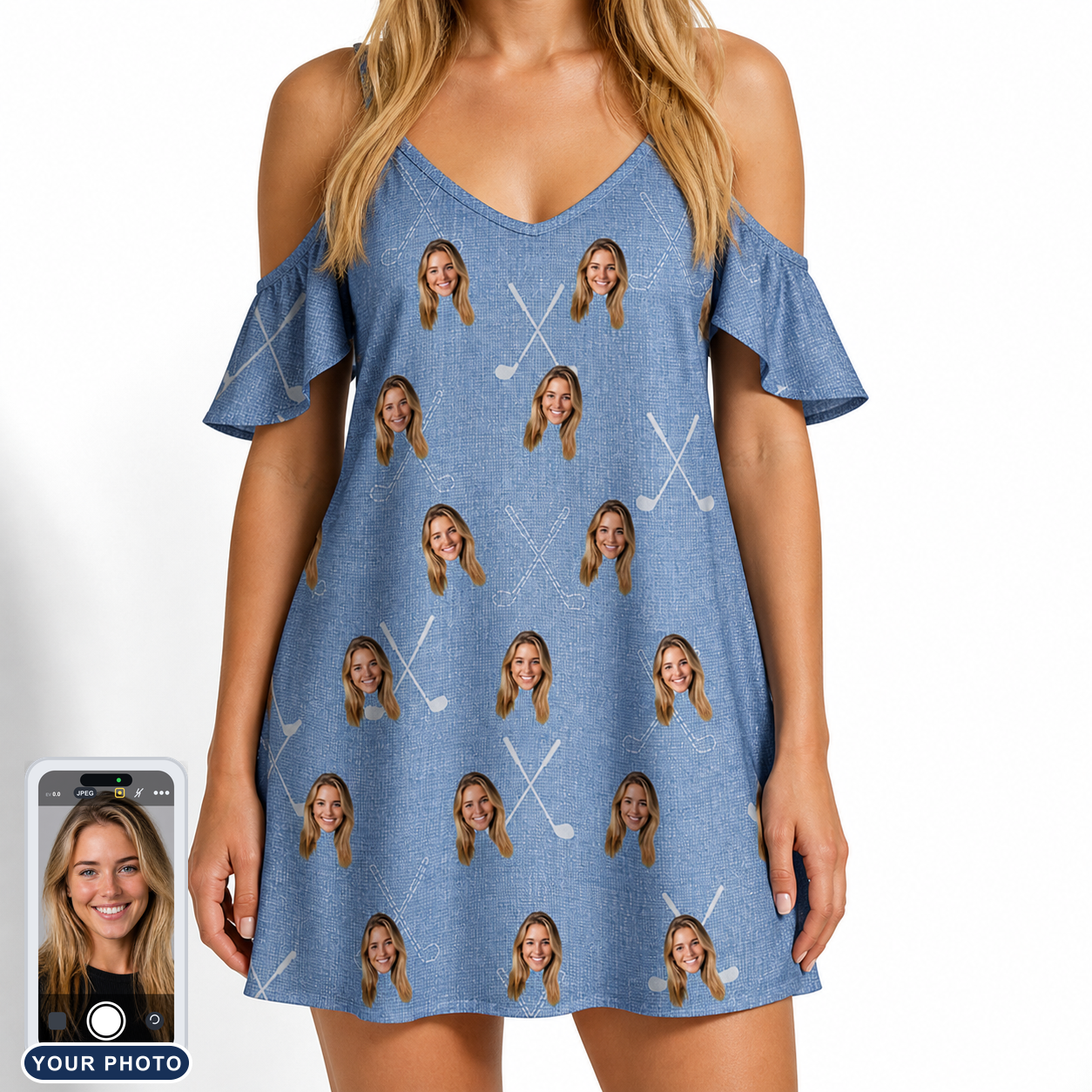 Women's Clubhouse Crossfire Custom Face Off-Shoulder Dress
