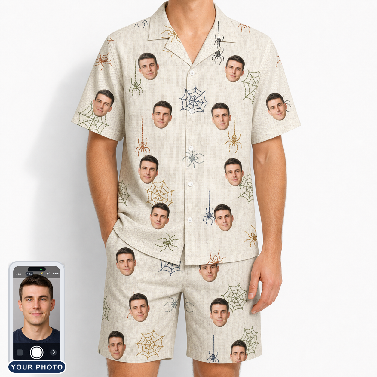 Men's Gossamer Ghouls Custom Face Shirt & Shorts Set