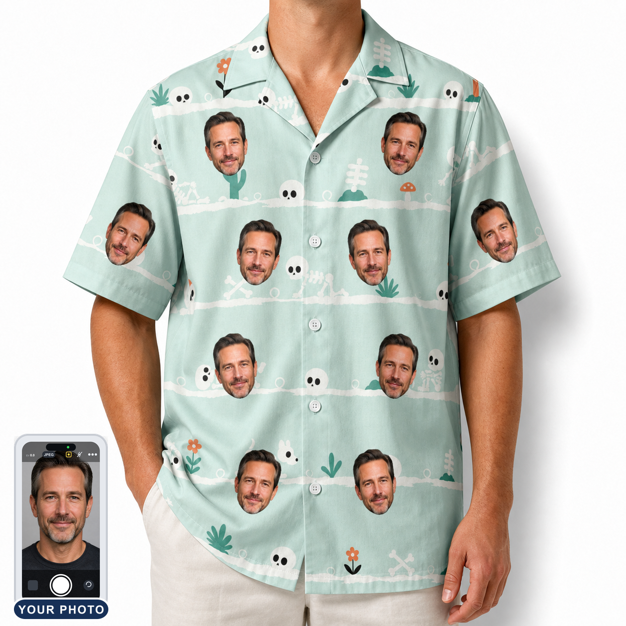 Men's Phantom Phalanges Custom Face Hawaiian Shirt