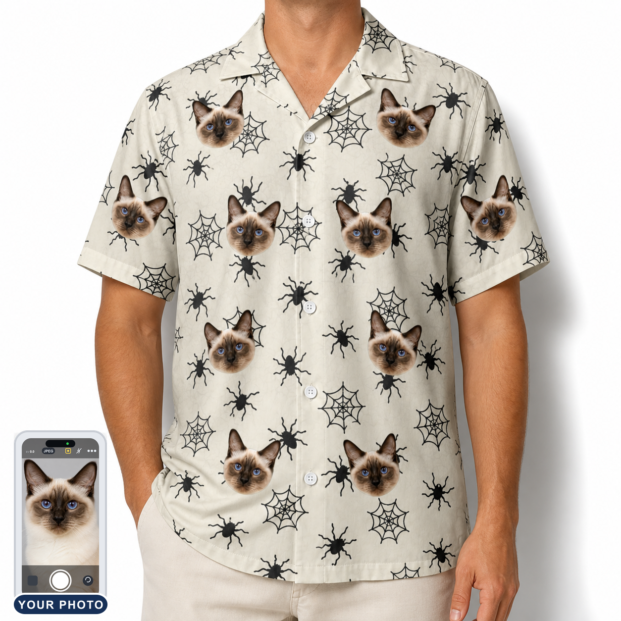 Men's Tangle Terror Custom Cat Face Hawaiian Shirt