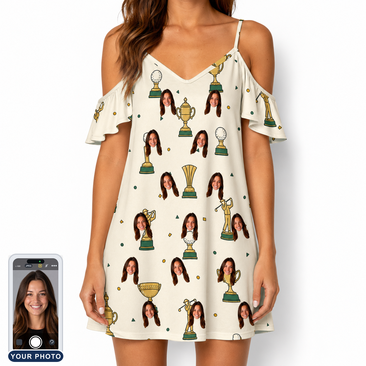 Women's Champion Chalices Custom Face Off-Shoulder Dress