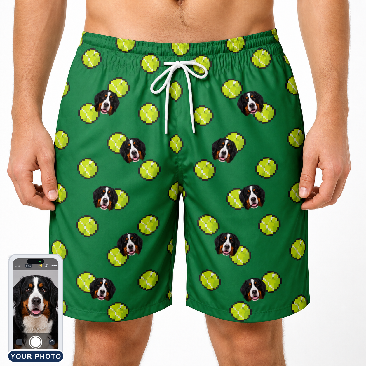 Men's Tennis Tails Custom Dog Face Beach Shorts