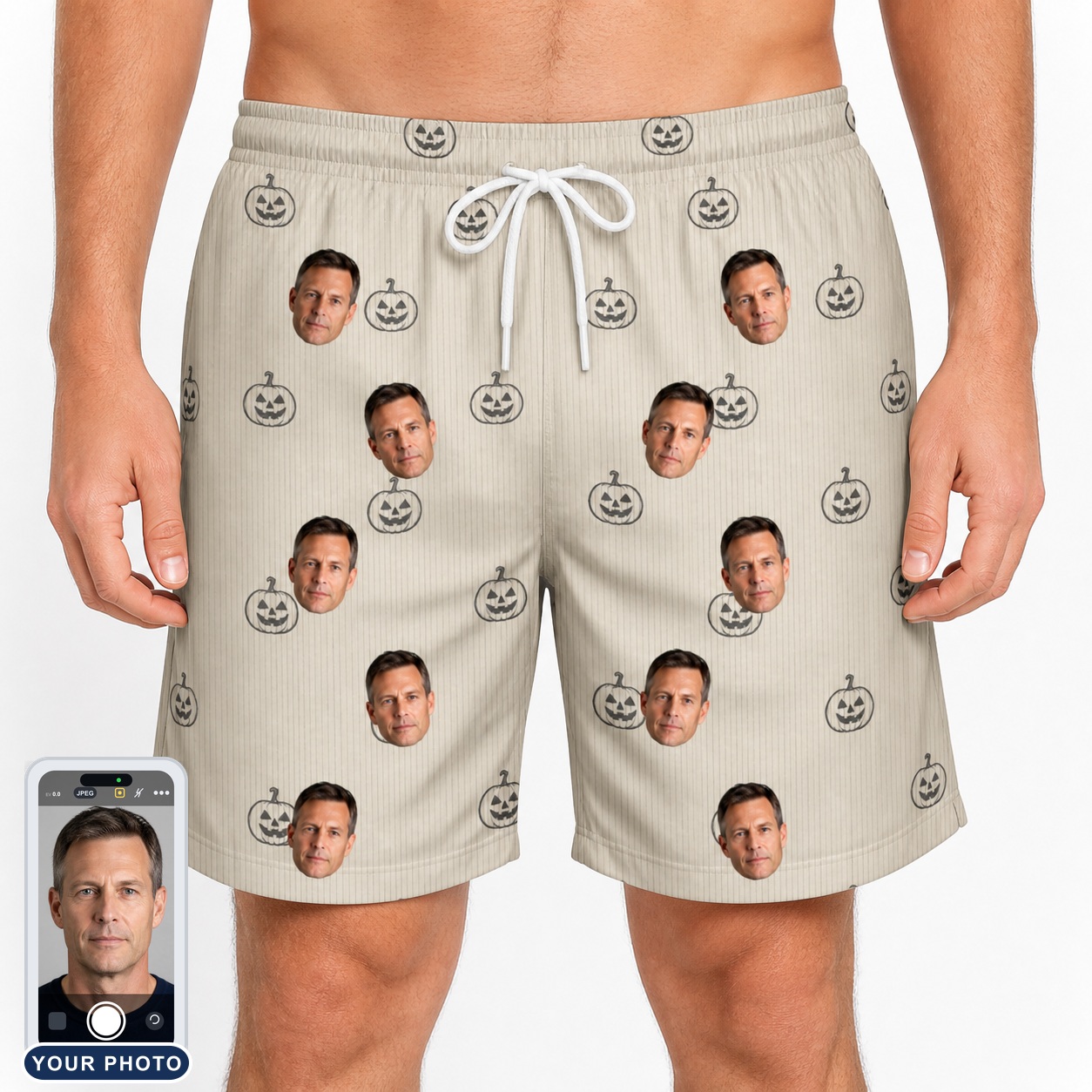 Men's Cucurbit Chuckles Custom Face Beach Shorts