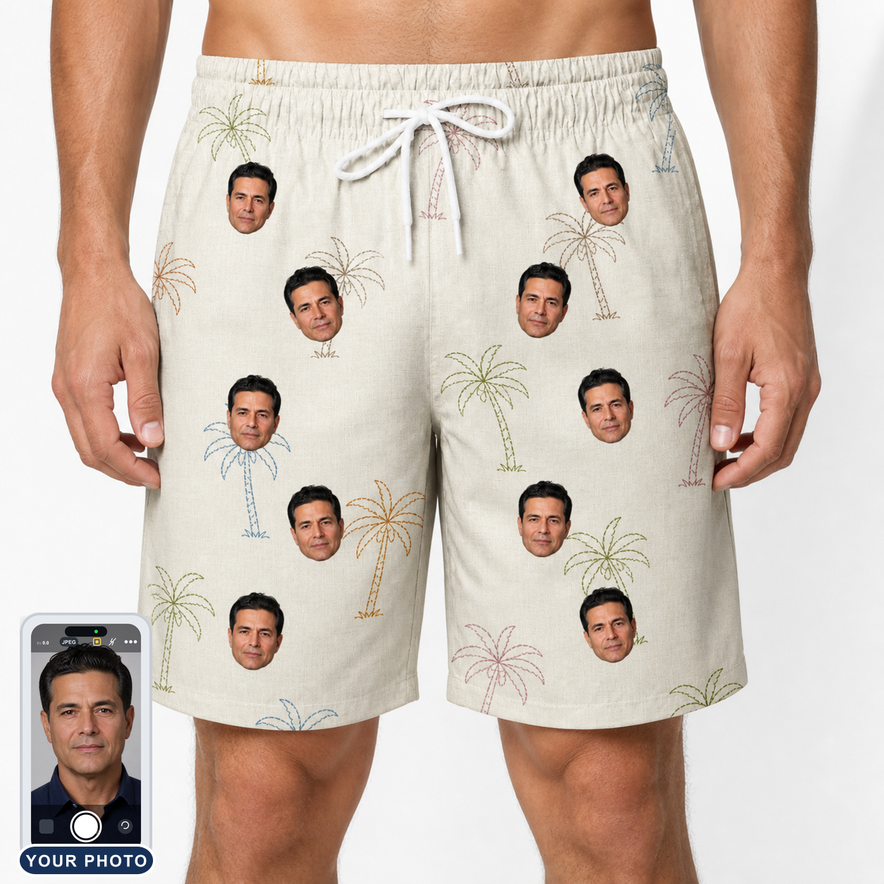 Men's Palm Pizzazz Custom Face Beach Shorts