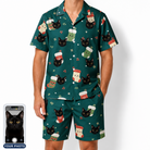 Men's Chimney Cheer Custom Cat Face Shirt & Shorts Set