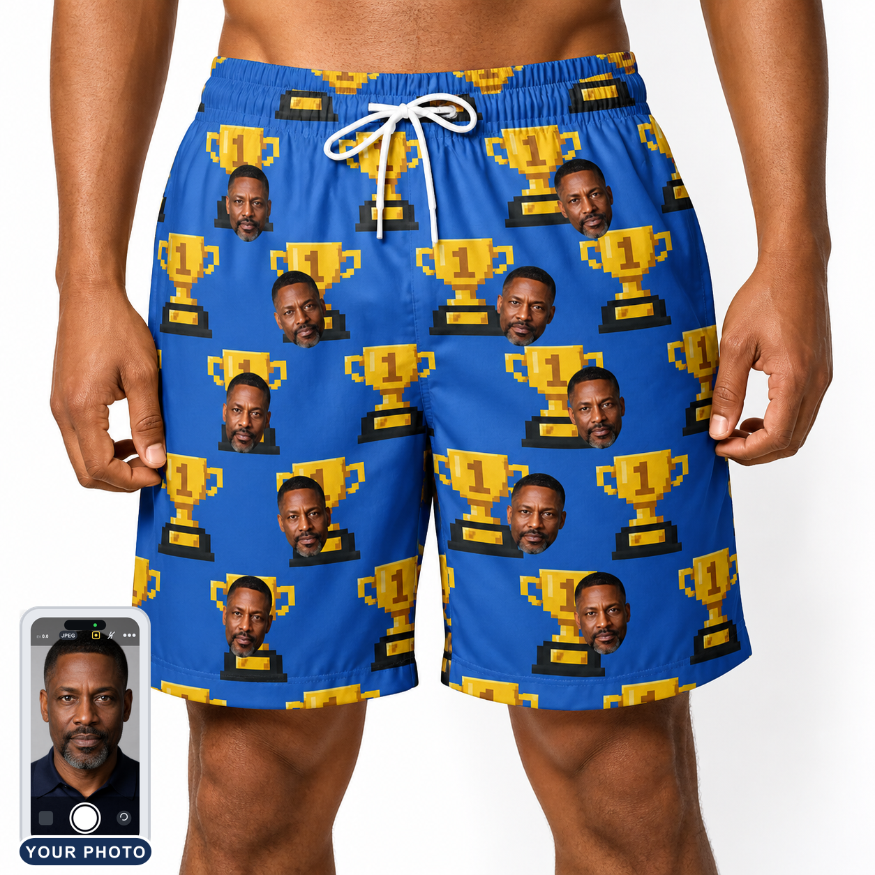 Men's Number One Custom Face Beach Shorts