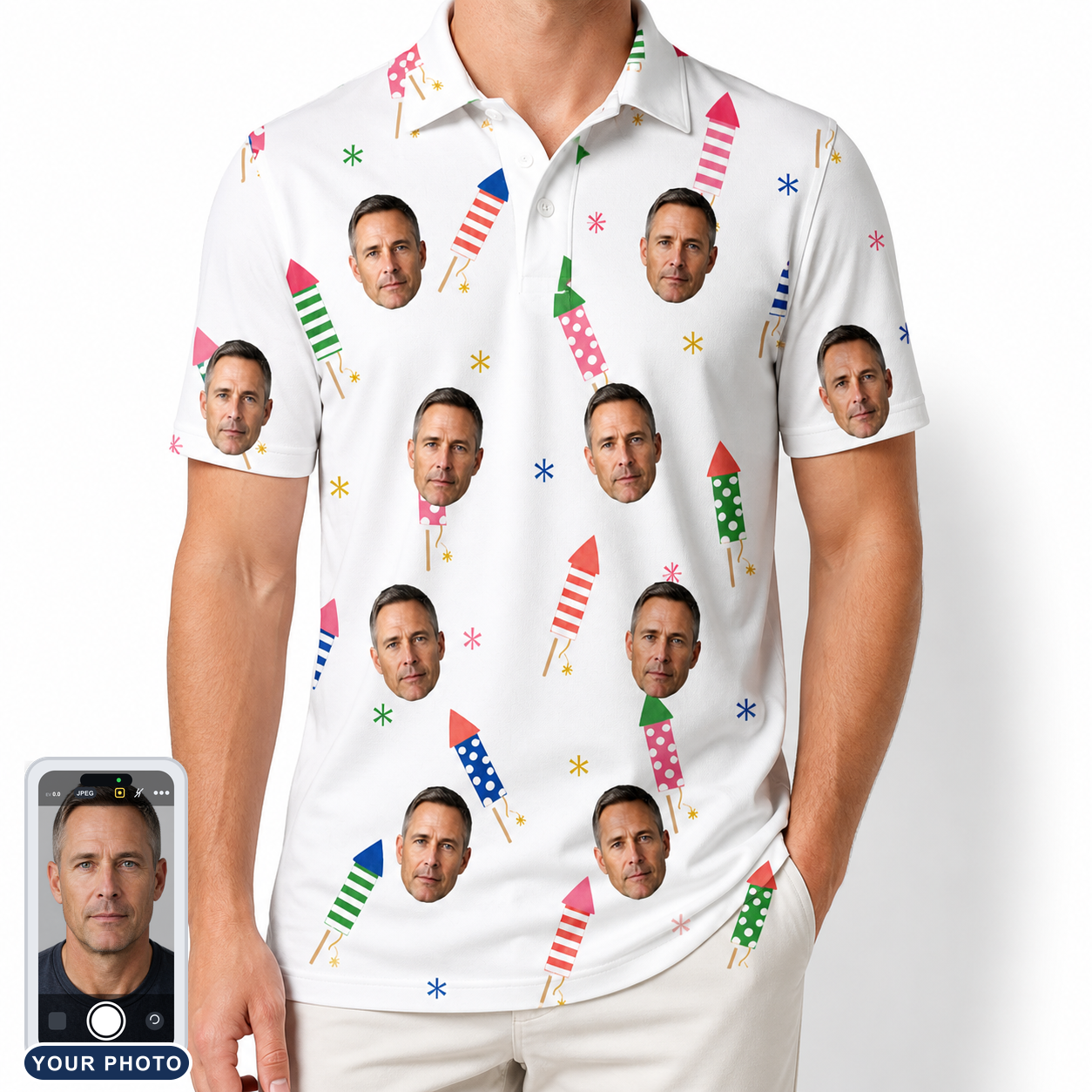 Men's Boom Banner Custom Face Polo Shirt