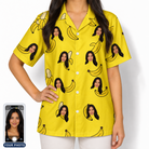 Women's Yellow Yodel Custom Face Hawaiian Shirt