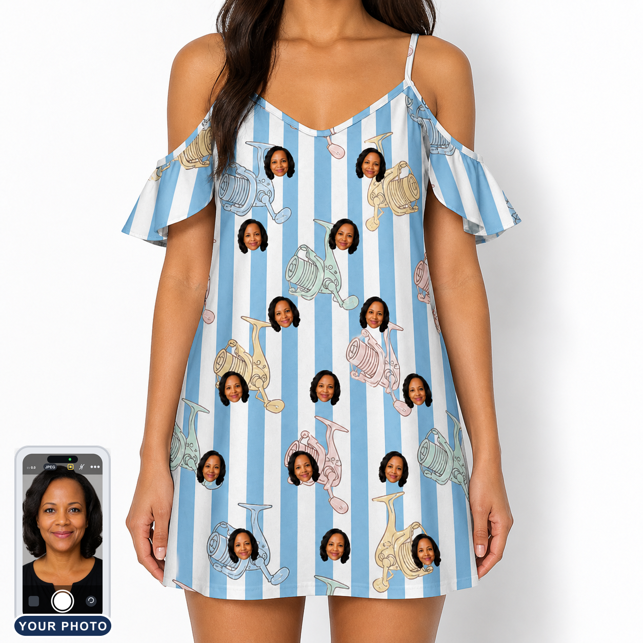 Women's Spinner Spritz Custom Face Off-Shoulder Dress