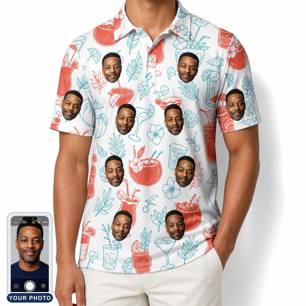 Men's Engaged Elixirs Custom Face Polo Shirt