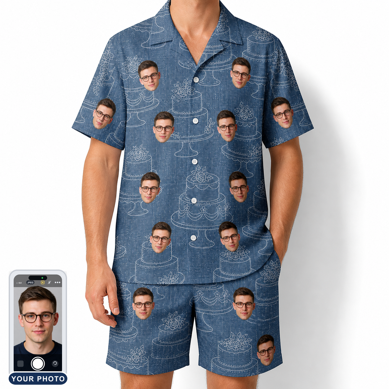 Men's Bridal Batter Custom Face Shirt & Shorts Set