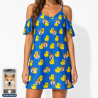 Women's Bark Bath Custom Dog Face Off-Shoulder Dress
