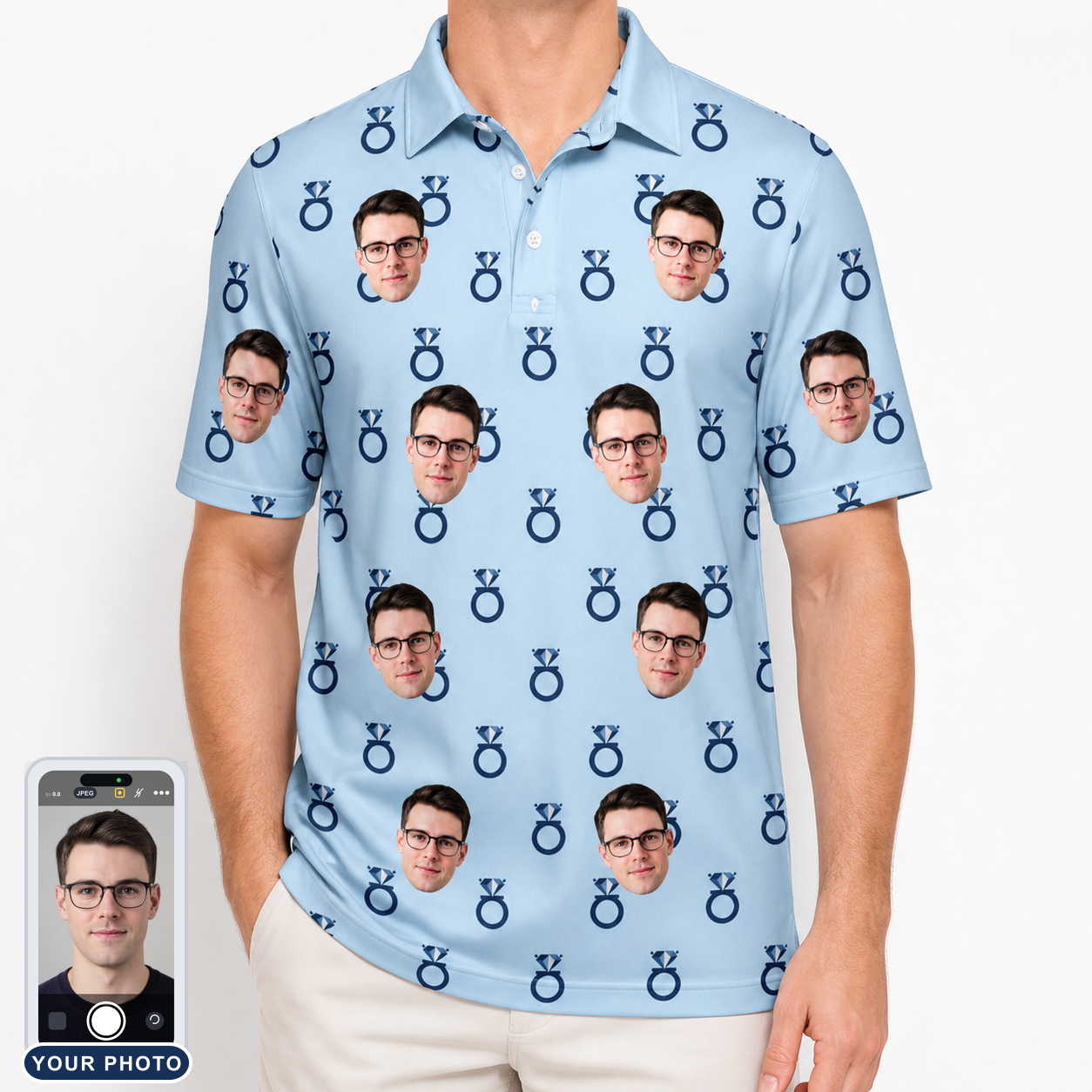 Men's Lovebound Luster Custom Face Polo Shirt