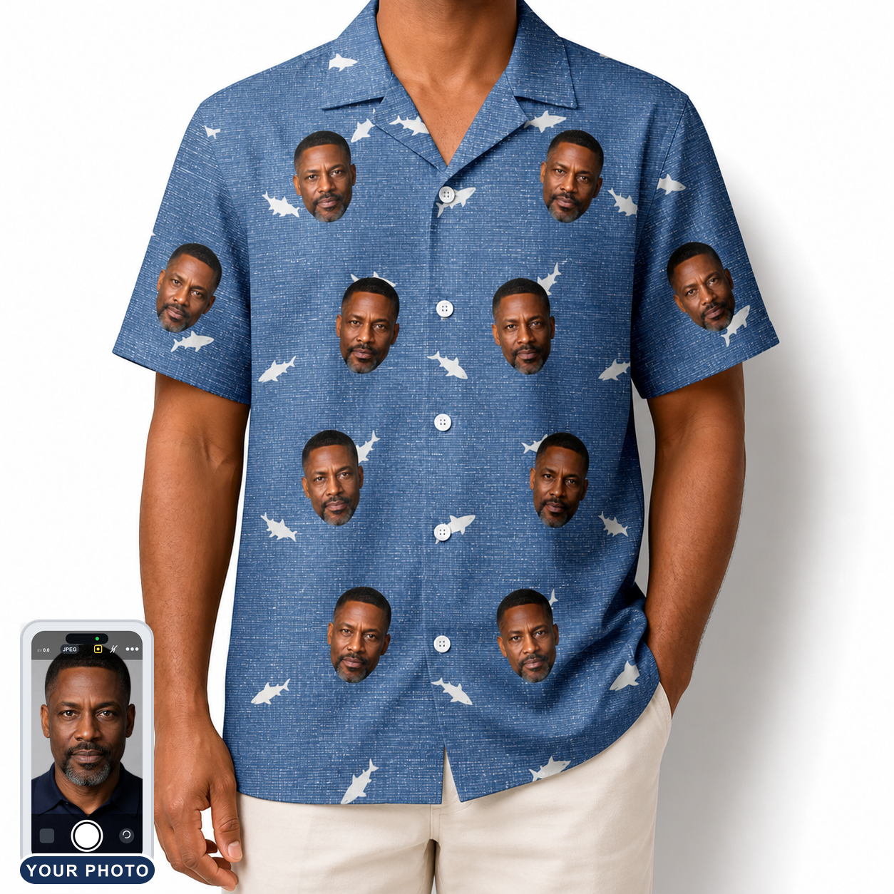 Men's Mako Minnows Custom Face Hawaiian Shirt