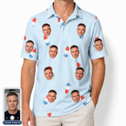 Men's Red White Chill Custom Face Polo Shirt