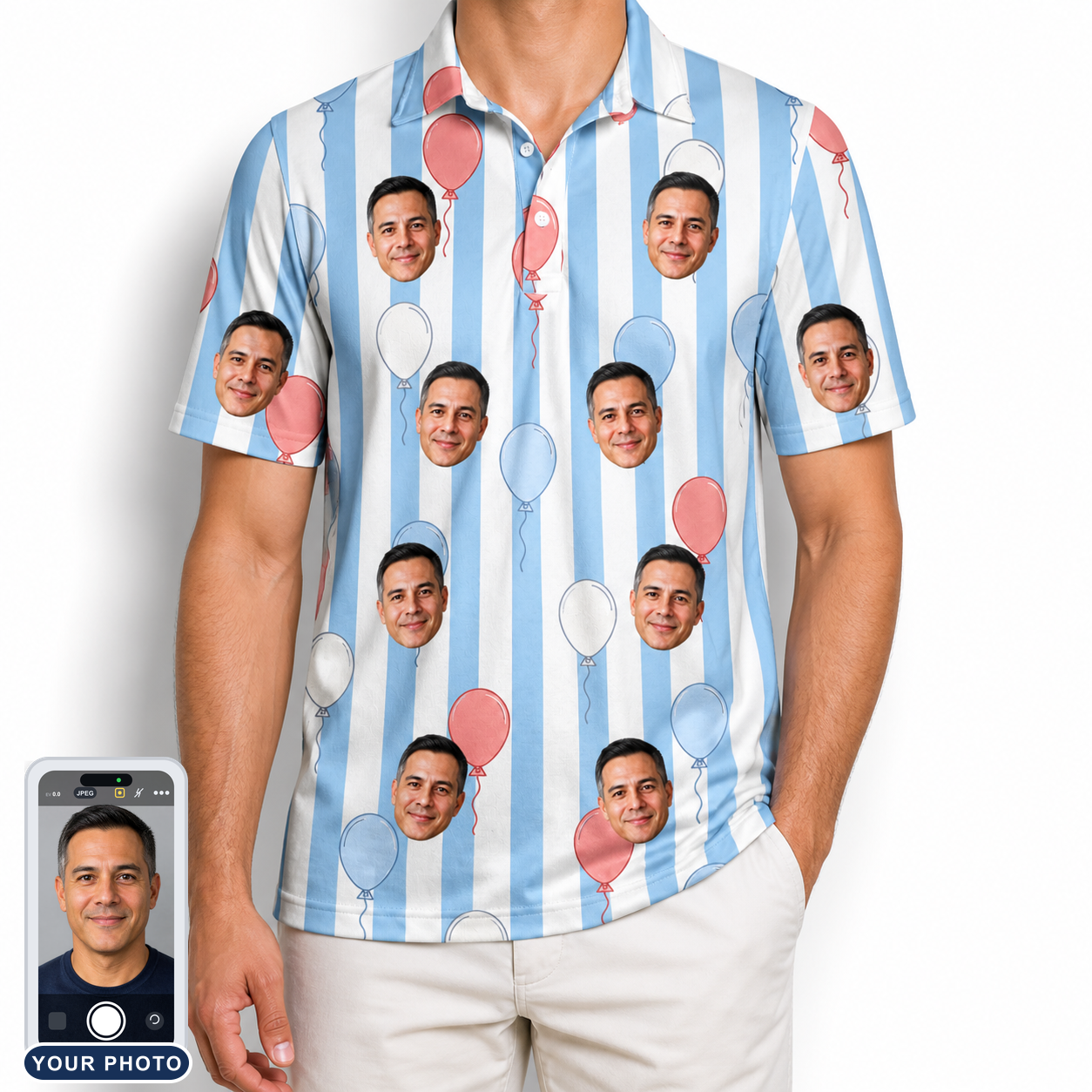 Men's Tri-Color Tumble Custom Face Polo Shirt