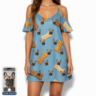 Women's Mutt Munchies Custom Dog Face Off-Shoulder Dress