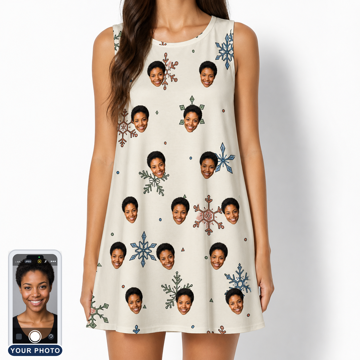 Women's Tinsel Tumble Custom Face Tank Dress