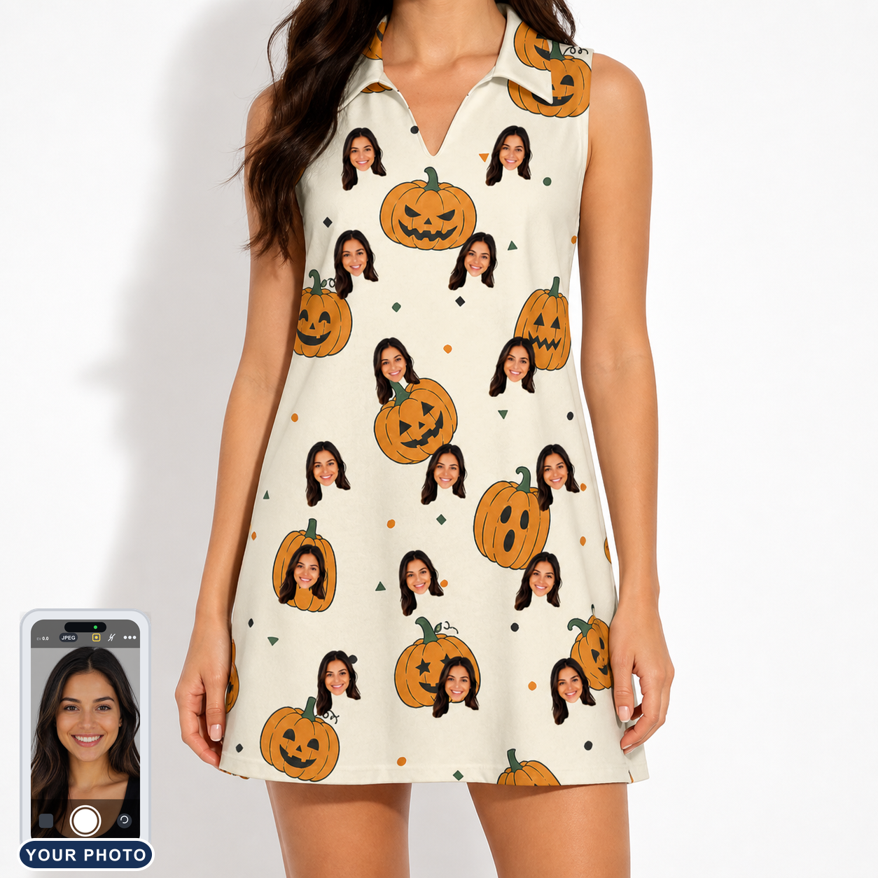 Women's Ember Eyes Custom Face V-Neck Dress