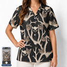 Women's Midnight Moonhoot Custom Cat Face Hawaiian Shirt
