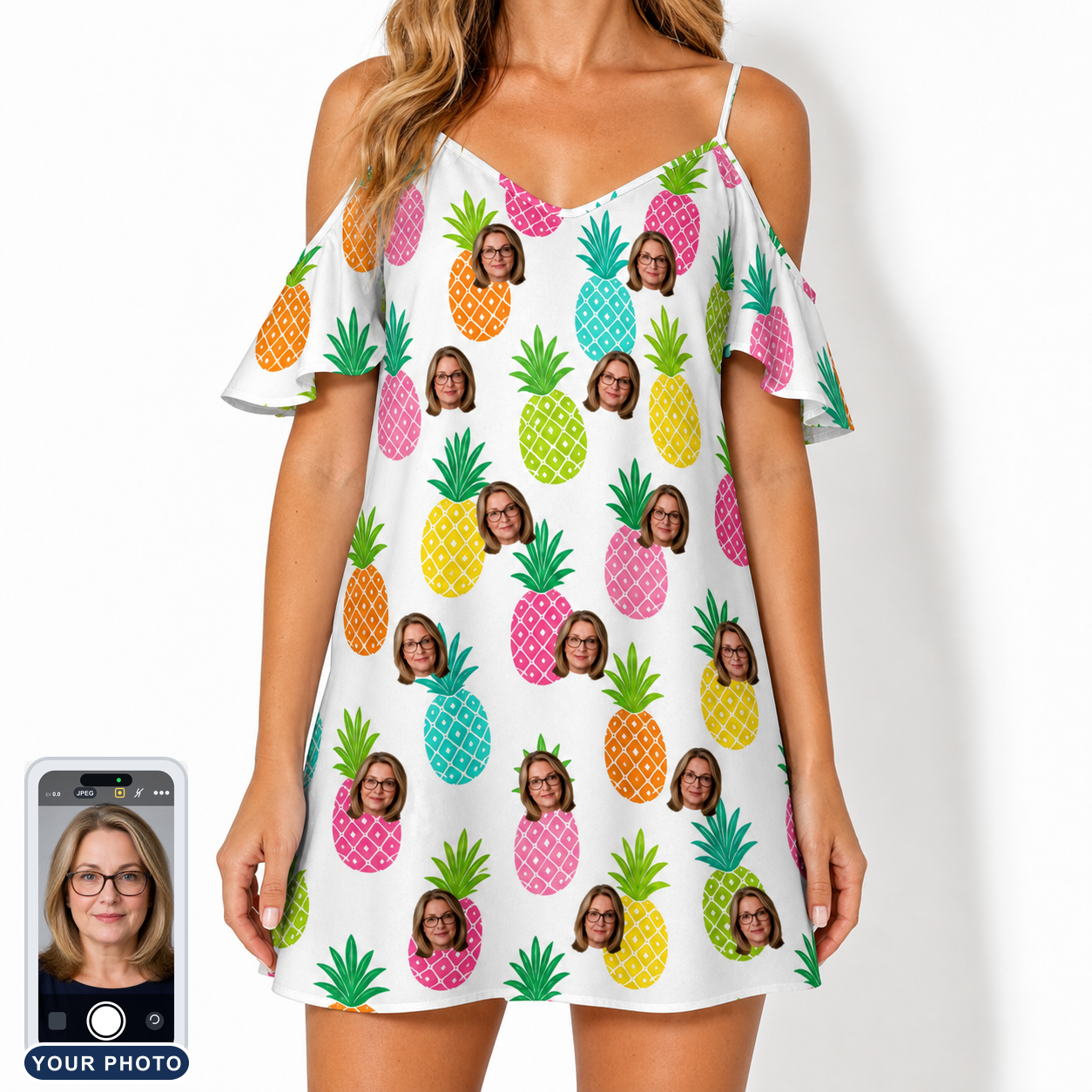 Women's Poolside Pips Custom Face Off-Shoulder Dress