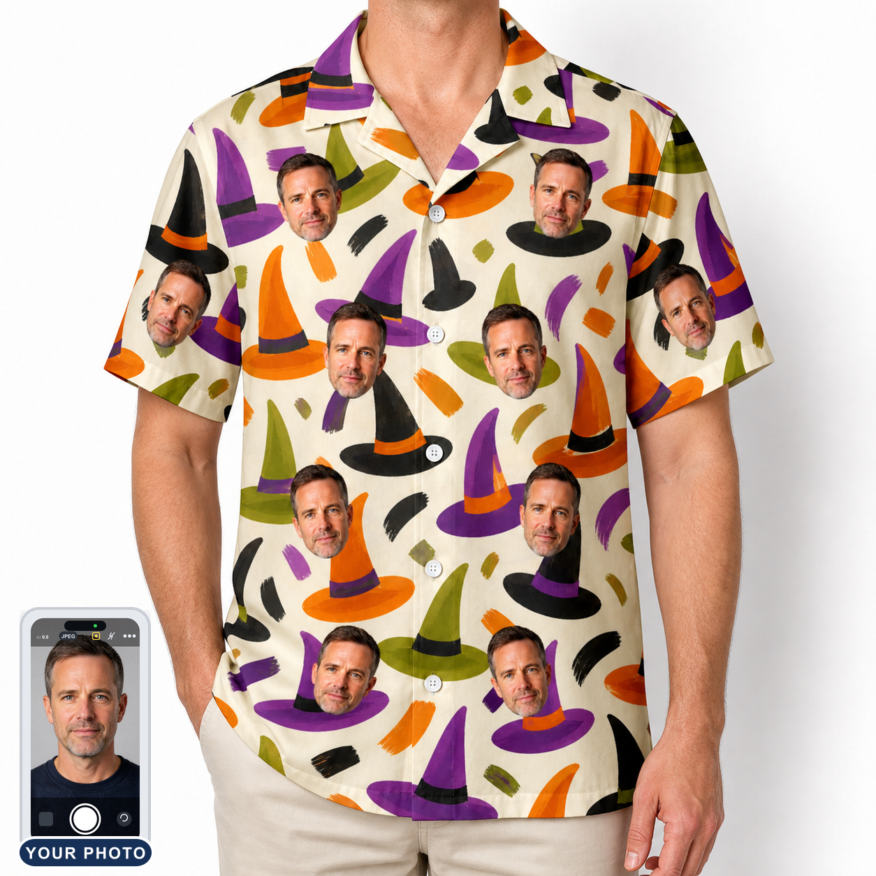 Men's Samhain Silhouettes Custom Face Hawaiian Shirt