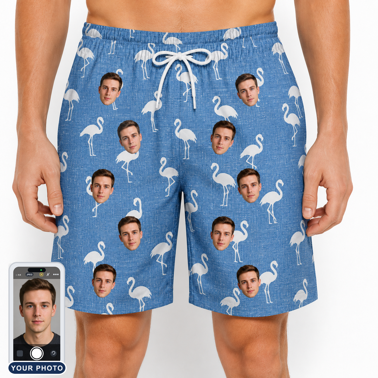 Men's Plume Parade Custom Face Beach Shorts