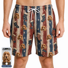 Men's Christmas Cuffs Custom Dog Face Beach Shorts
