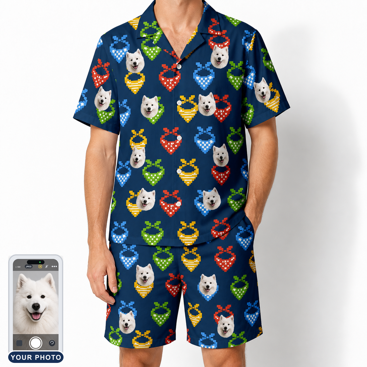 Men's Pawsome Paisley Custom Dog Face Shirt & Shorts Set