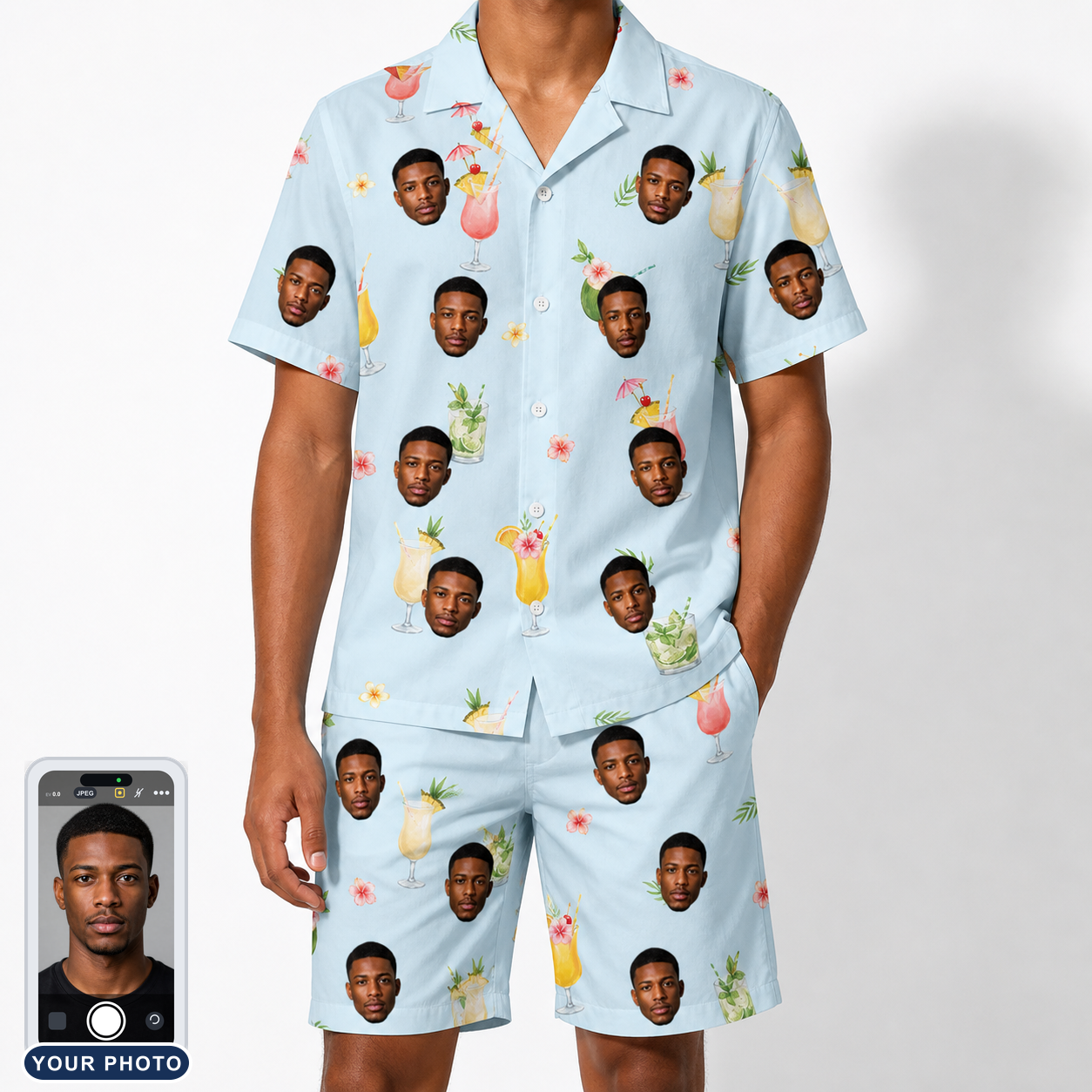 Men's Mai Tai Memories Custom Face Shirt & Shorts Set