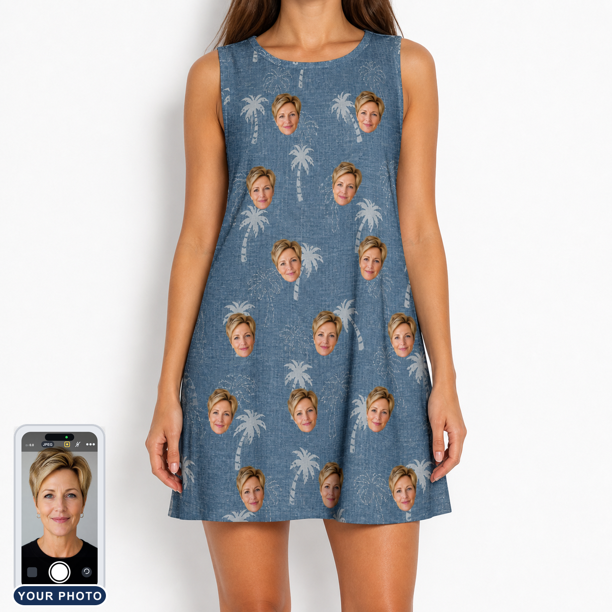 Women's Flower Power Custom Face Tank Dress