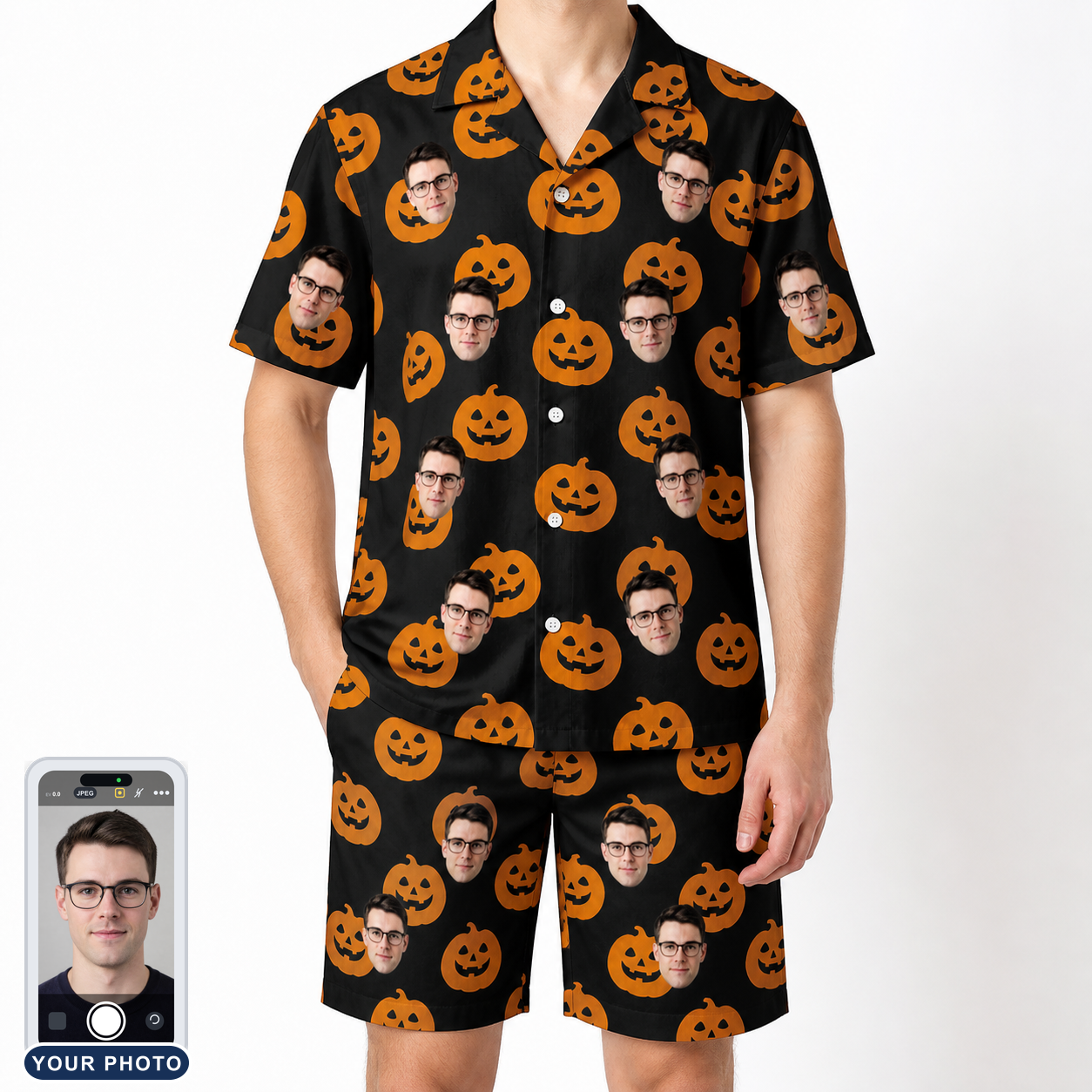 Men's Frightlight Fancies Custom Face Shirt & Shorts Set