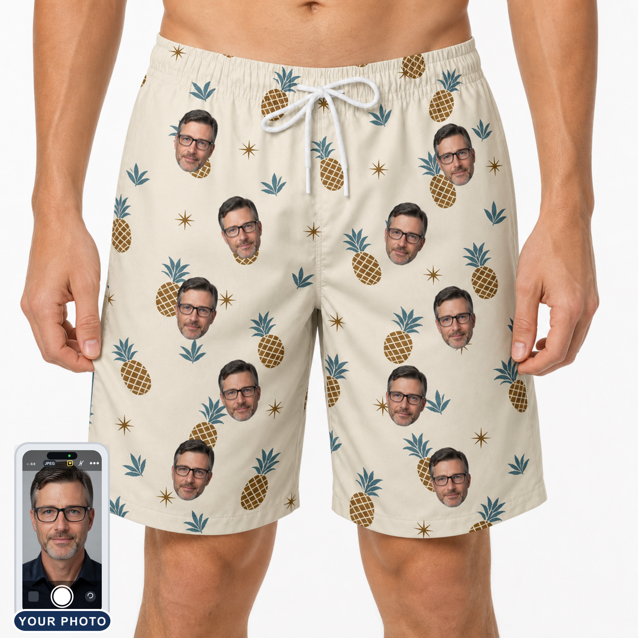 Men's Ananas Afterglow Custom Face Beach Shorts