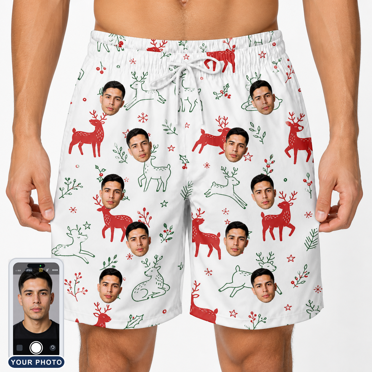 Men's Rudolph Ruckus Custom Face Beach Shorts
