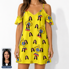 Women's Father’s Day Dynasty Custom Face Off-Shoulder Dress