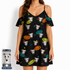 Women's Frisbee Flingers Custom Dog Face Off-Shoulder Dress