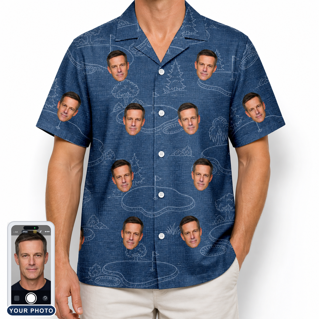 Men's Putt Pursuit Custom Face Hawaiian Shirt